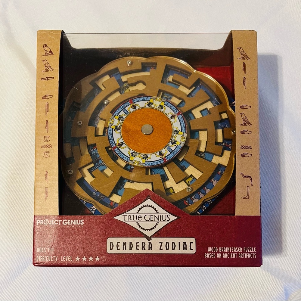 True Genius Dendera Zodiac Wood Brain Teaser Puzzle Maze Game